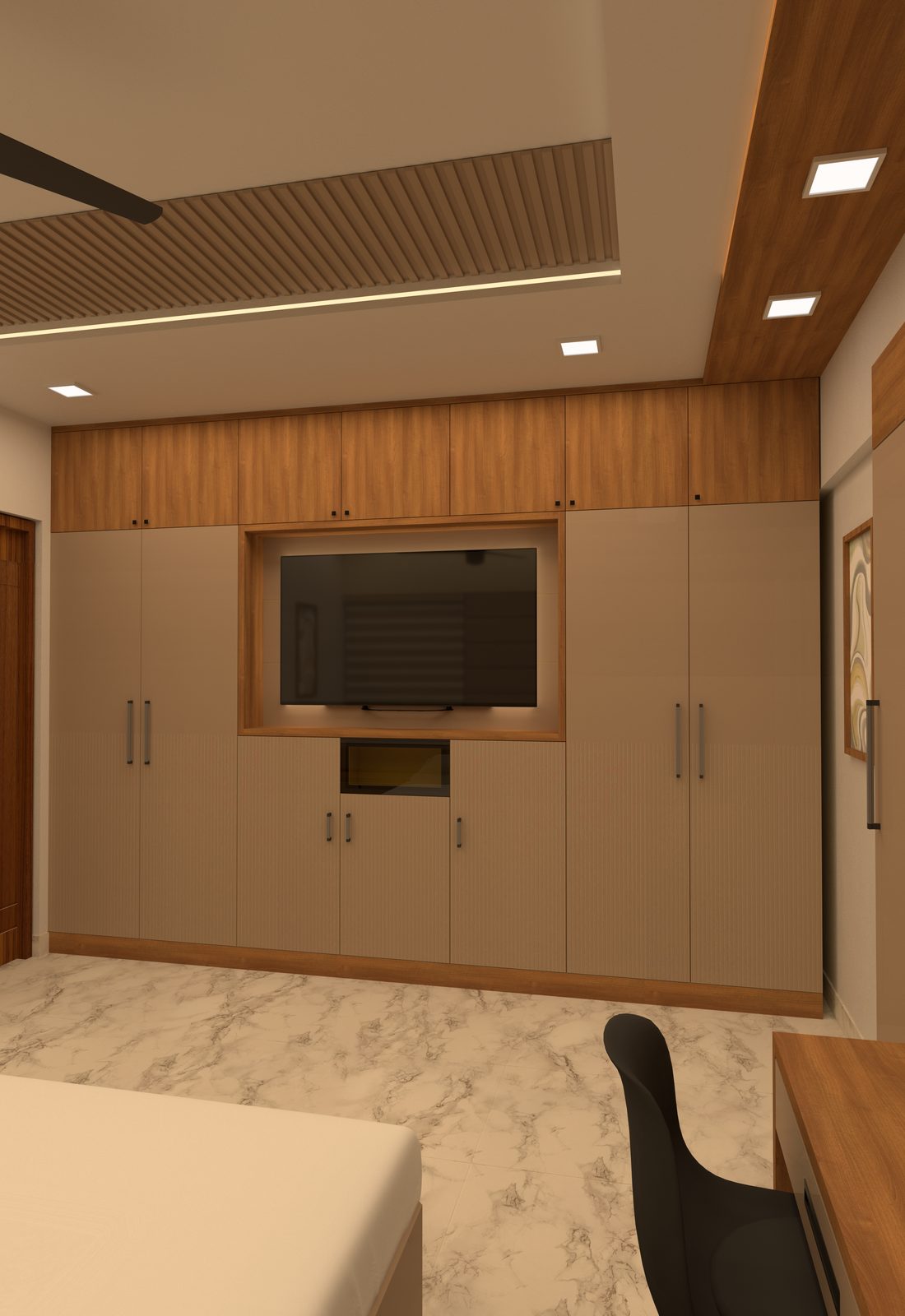 Bedroom One – TV & Wardrobe Wall