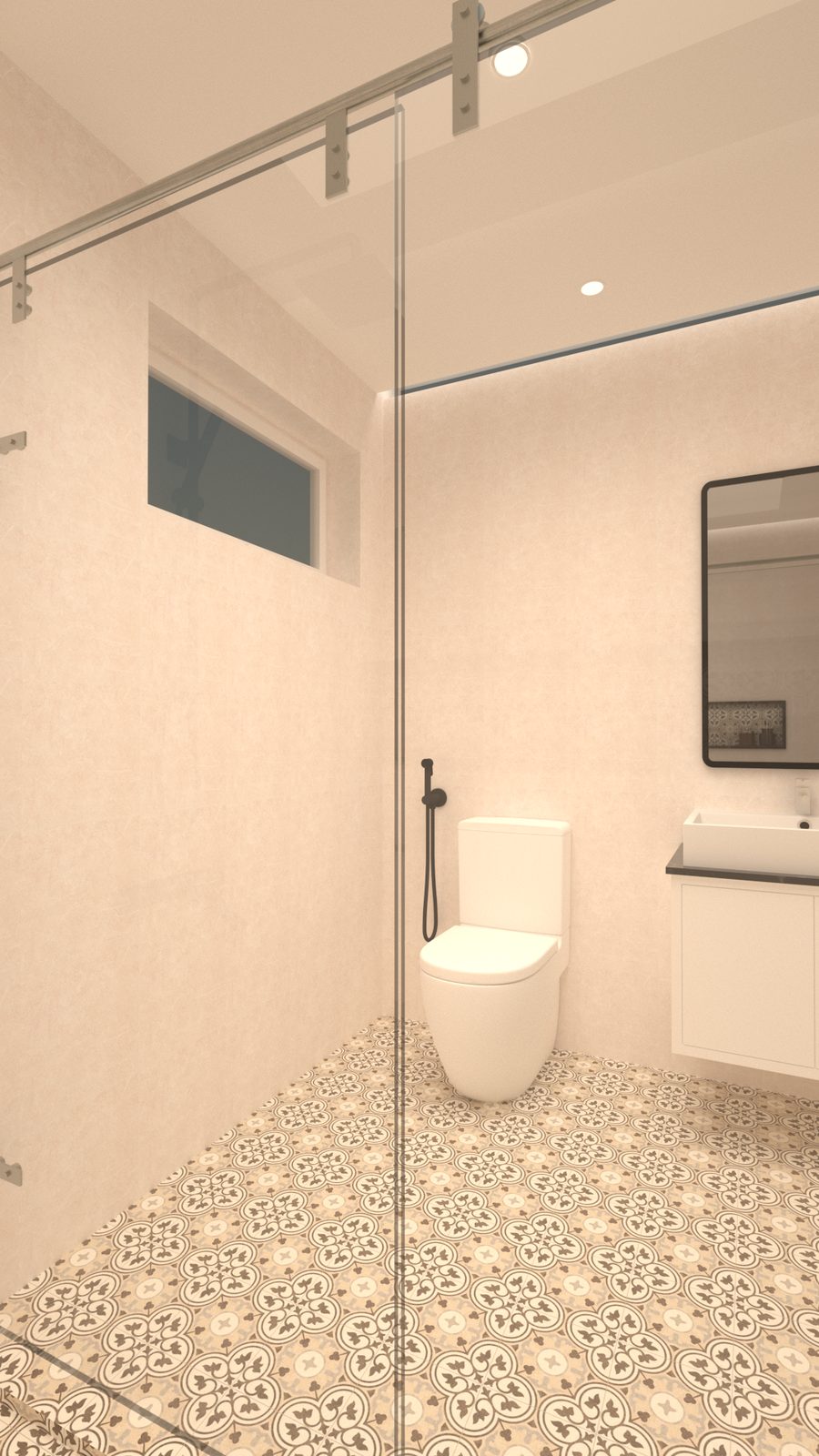 Bathroom – Toilet & Mosaic Floor